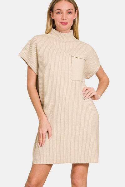 Zenana Short Sleeve Sweater Mini Dress - Hovatok