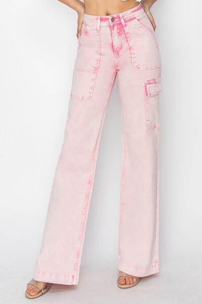 RISEN Full Size High Rise Cargo Pocket Jeans - Hovatok