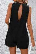 Mandy Round Neck Sleeveless Front Pocket Romper - Hovatok