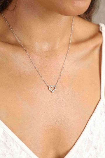 Adored Moissanite Platinum-Plated Heart Necklace - Hovatok