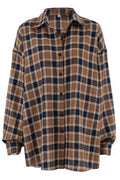 Plaid Button Up Drop Shoulder Shacket - Hovatok