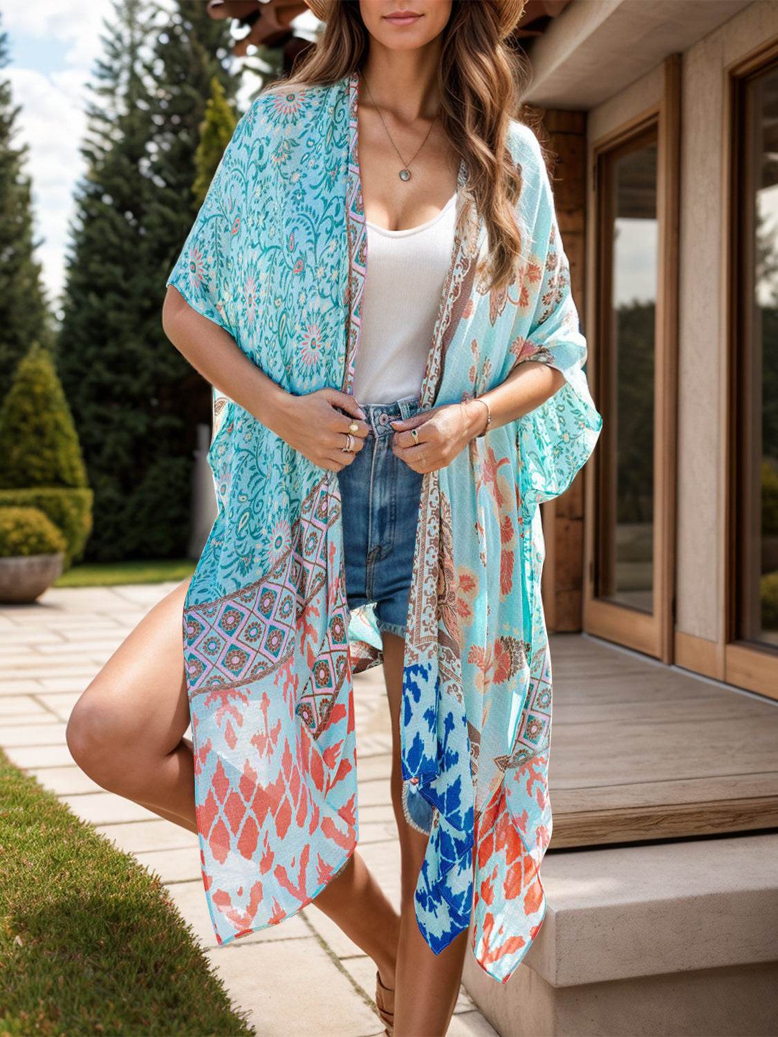 Printed Open Front Cover-Up - Hovatok