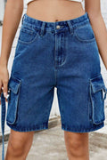 Washed Cargo Denim Shorts - Hovatok