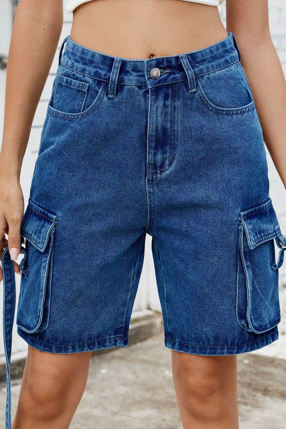 Washed Cargo Denim Shorts - Hovatok
