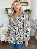 Double Take Full Size Leopard Long Sleeve Blouse - Hovatok