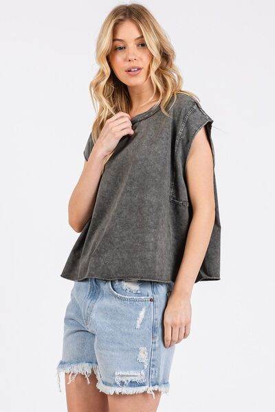 Mittoshop Round Neck Cap Sleeve T-Shirt - Hovatok