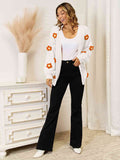 Angel Wings Flower Dropped Shoulder Open Front Cardigan - Hovatok