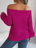 Openwork Off-Shoulder Long Sleeve Sweater - Hovatok