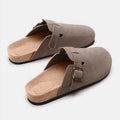 Suede Closed Toe Buckle Slide - Hovatok