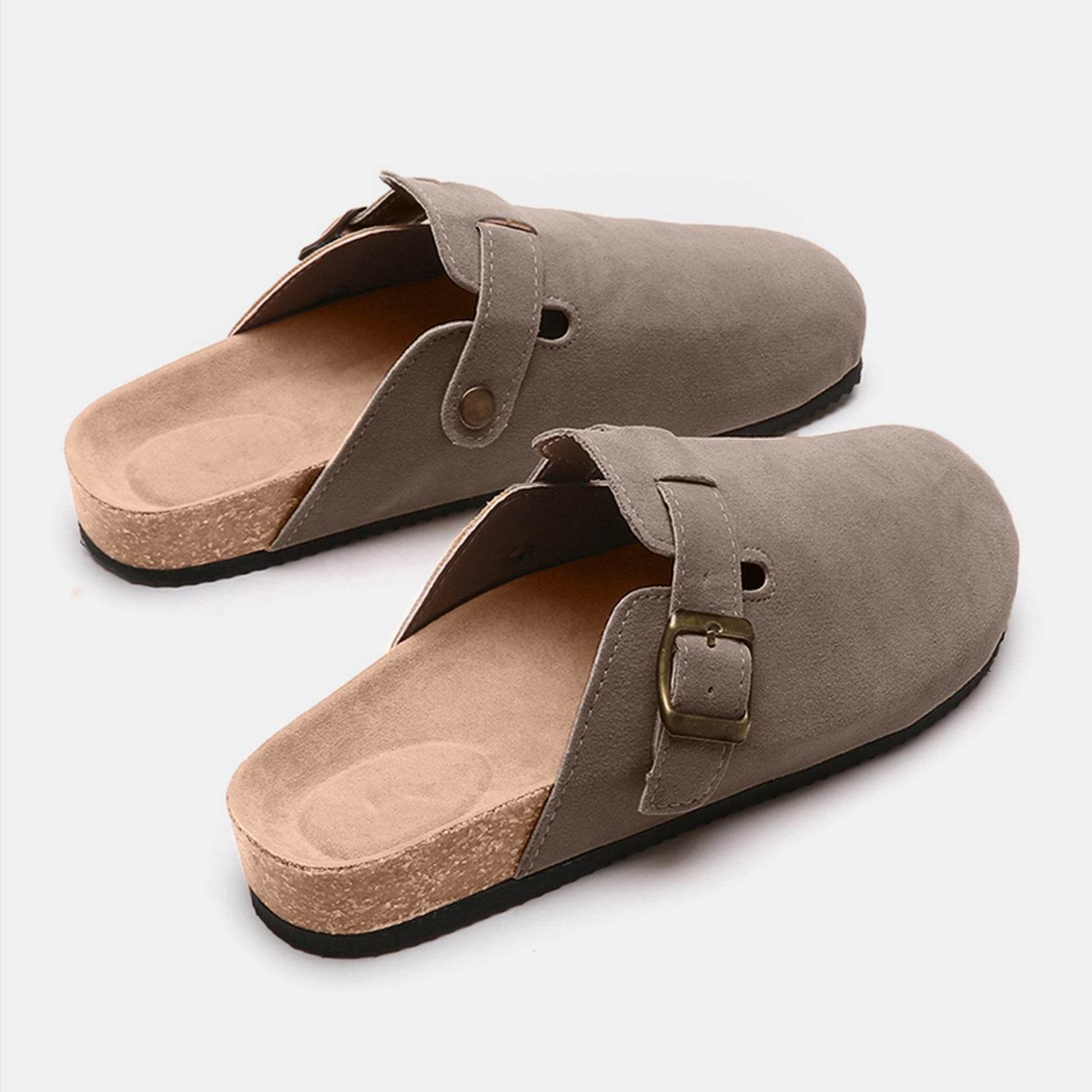Suede Closed Toe Buckle Slide - Hovatok