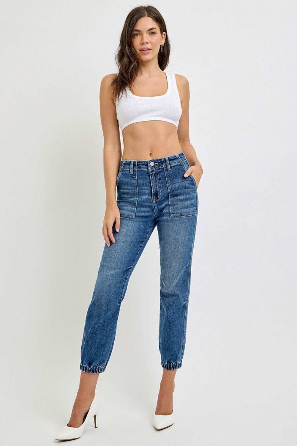 RISEN Full Size High Rise Ankle Jogger Jeans - Hovatok