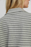 Umgee Striped Half Zip Short Sleeve Sweatshirt - Hovatok