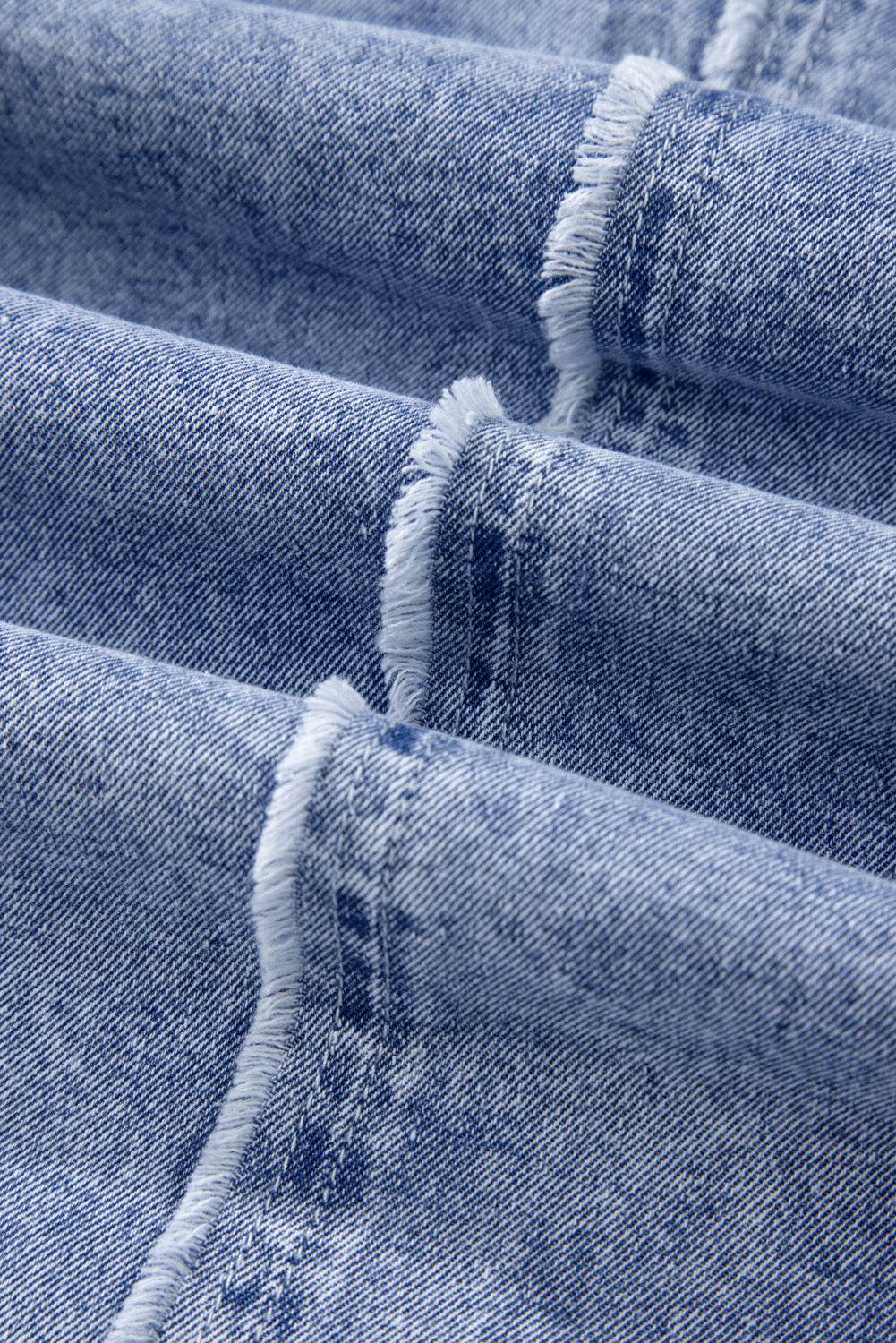 Raw Hem Button Down Long Sleeve Denim Dress - Hovatok