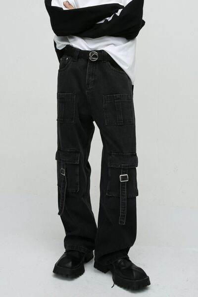 Mid Rise Men's Jeans with Cargo Pockets - Hovatok