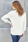 Basic Bae Full Size V-Neck Lantern Sleeve Top - Hovatok