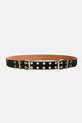 PU Leather Two Row Eyelet Belt - Hovatok