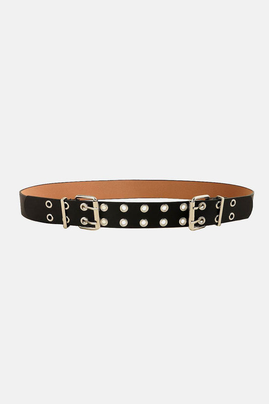 PU Leather Two Row Eyelet Belt - Hovatok