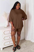 Basic Bae Full Size Soft Rayon Three-Quarter Sleeve Top and Shorts Set - Hovatok
