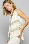 POL Ruffled Open Front Sleeveless Cardigan - Hovatok