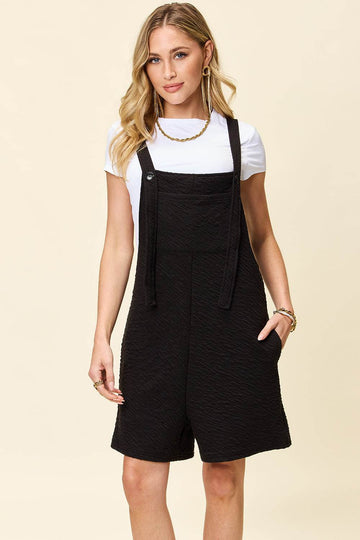 Double Take Full Size Texture Square Neck Romper - Hovatok