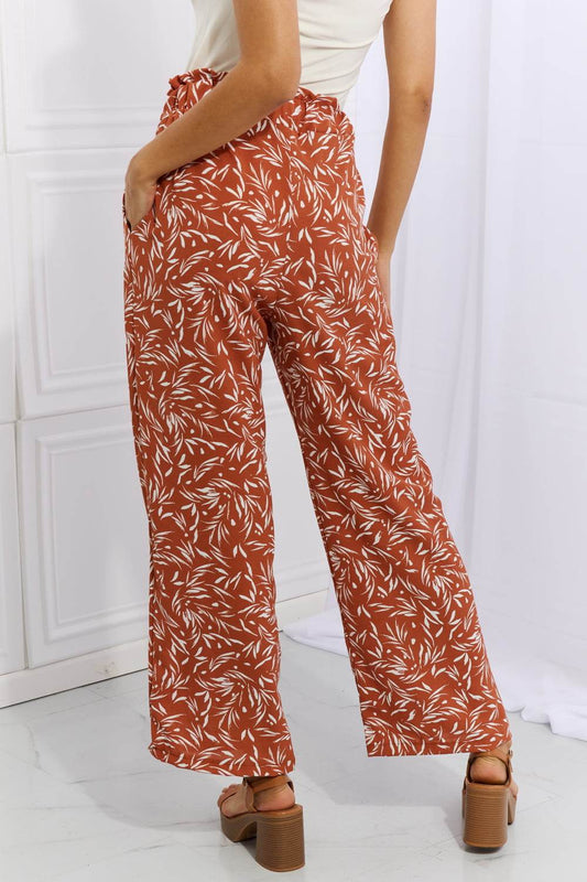 Heimish Right Angle Full Size Geometric Printed Pants in Red Orange - Hovatok