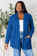 Basic Bae Full Size Ribbed Open Front Cardigan with Pockets - Hovatok