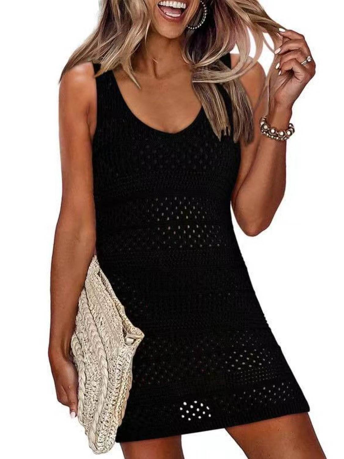 Openwork Scoop Neck Cover Up - Hovatok