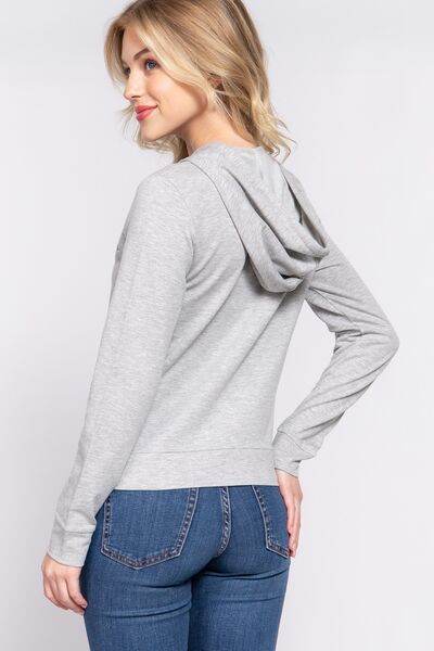 ACTIVE BASIC CALIFORNIA Zip Up Drawstring Long Sleeve Hoodie - Hovatok