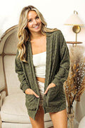 BiBi Checkered Long Sleeve Open Front Cardigan - Hovatok