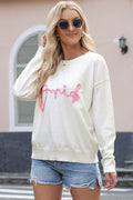 Letter Graphic Round Neck Sweater - Hovatok