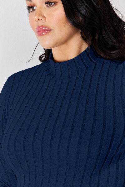 Basic Bae Full Size Ribbed Mock Neck Long Sleeve T-Shirt - Hovatok