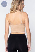 ACTIVE BASIC Round Neck Crop Rib Seamless Cami - Hovatok