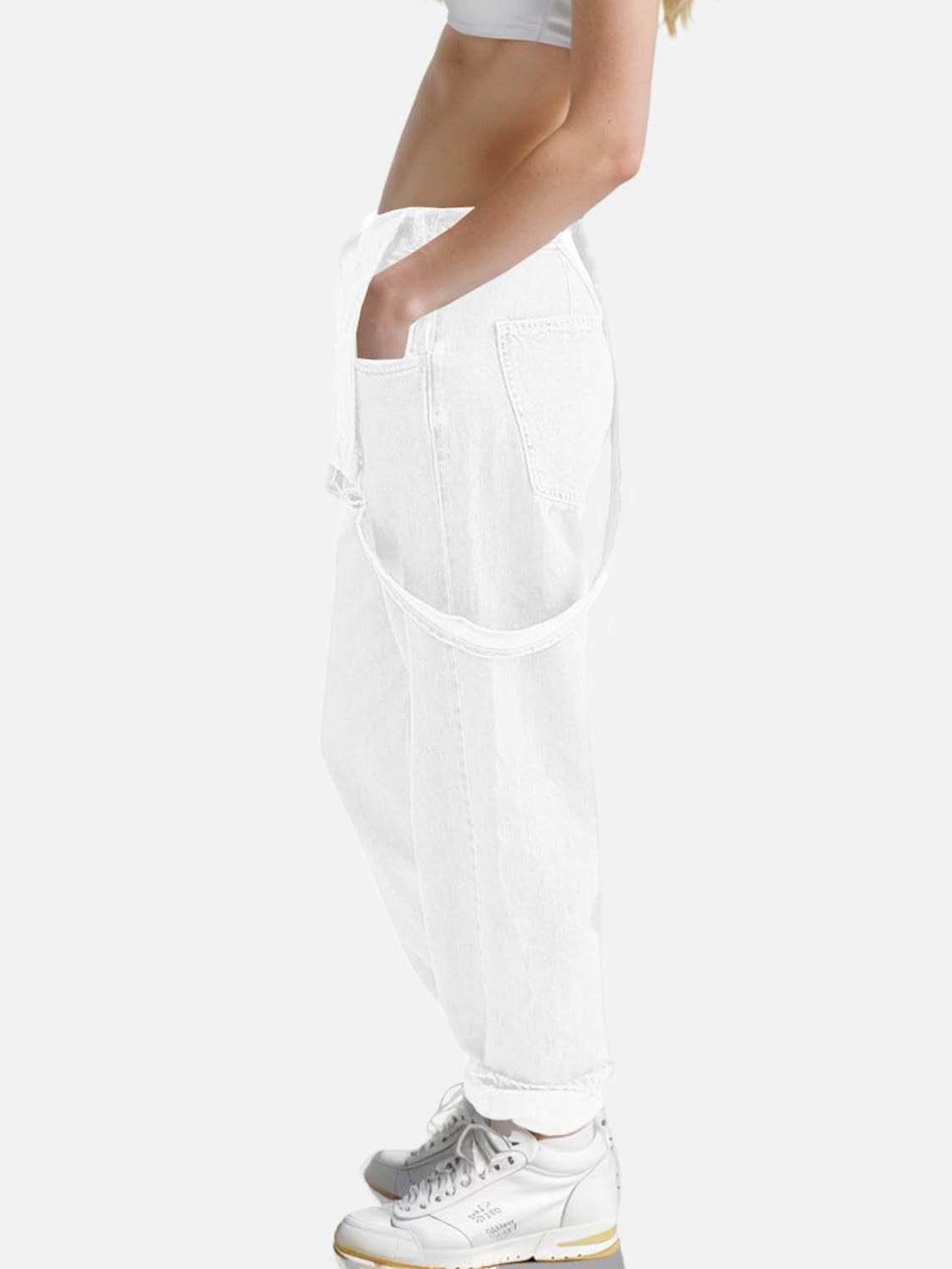 Square Neck Wide Strap Denim Overalls - Hovatok