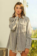 BiBi Button Up Corduroy Shacket - Hovatok