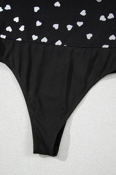 Heart Square Neck Long Sleeve Bodysuit - Hovatok