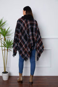 Shiny Turtleneck Plaid Raw Hem Sweater - Hovatok