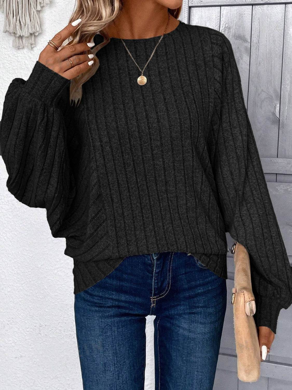 Plus Size Round Neck Batwing Sleeve T-Shirt - Hovatok