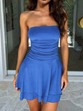 Ruched Layered Tube Mini Dress - Hovatok