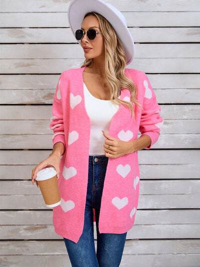 Angel Wings Heart Open Front Long Sleeve Cardigan - Hovatok