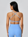 Millennia Crisscross Back Scoop Neck Active Cami with Detachable Chest Pads - Hovatok