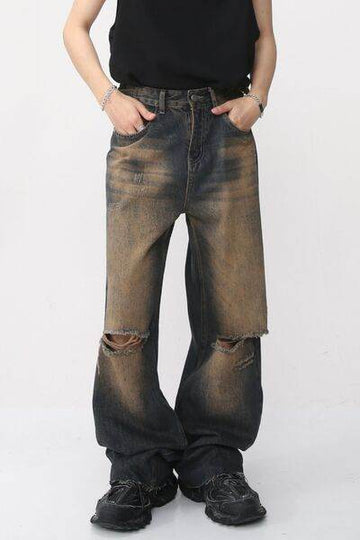 Distressed Wide Leg Jeans - Hovatok