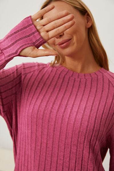 Basic Bae Full Size Ribbed Thumbhole Sleeve T-Shirt - Hovatok