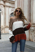Angel Wings Color Block Round Neck Sweater - Hovatok