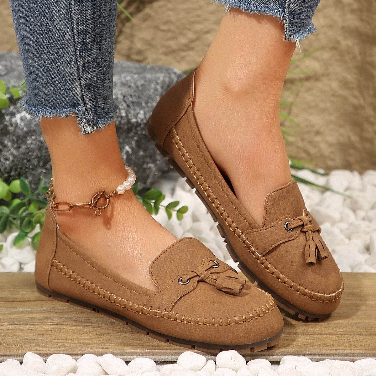 PU Leather Flat Loafers - Hovatok