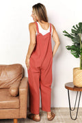 Perfee Wide Leg Overalls with Front Pockets - Hovatok
