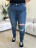 Judy Blue Full Size High Waist Distressed Skinny Jeans - Hovatok