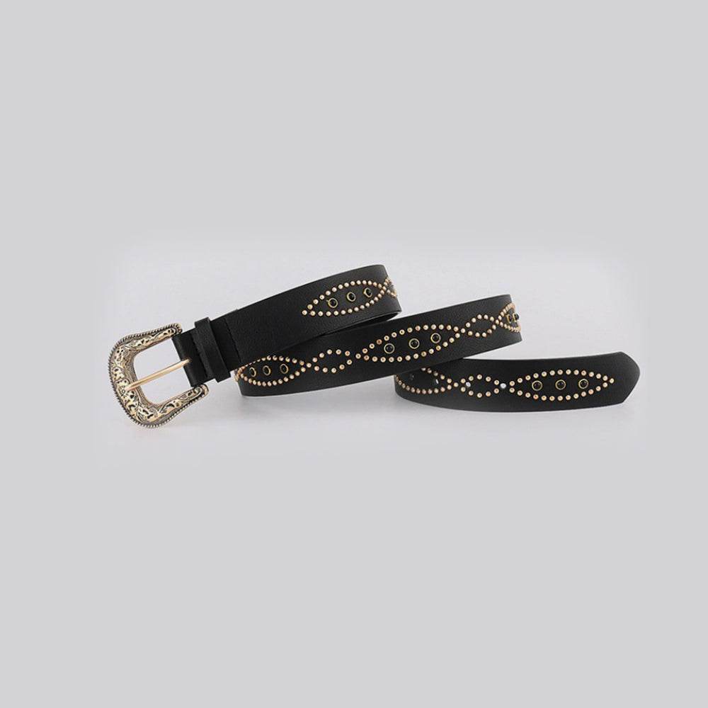 PU Leather Rhinestone Belt - Hovatok