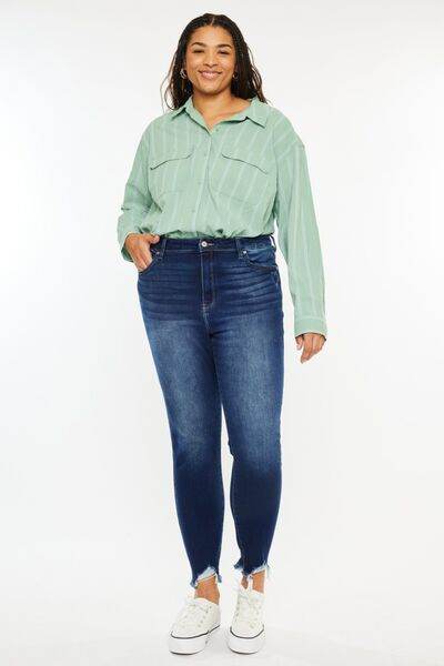 Kancan Full Size High Rise Frayed Ankle Skinny Jeans - Hovatok