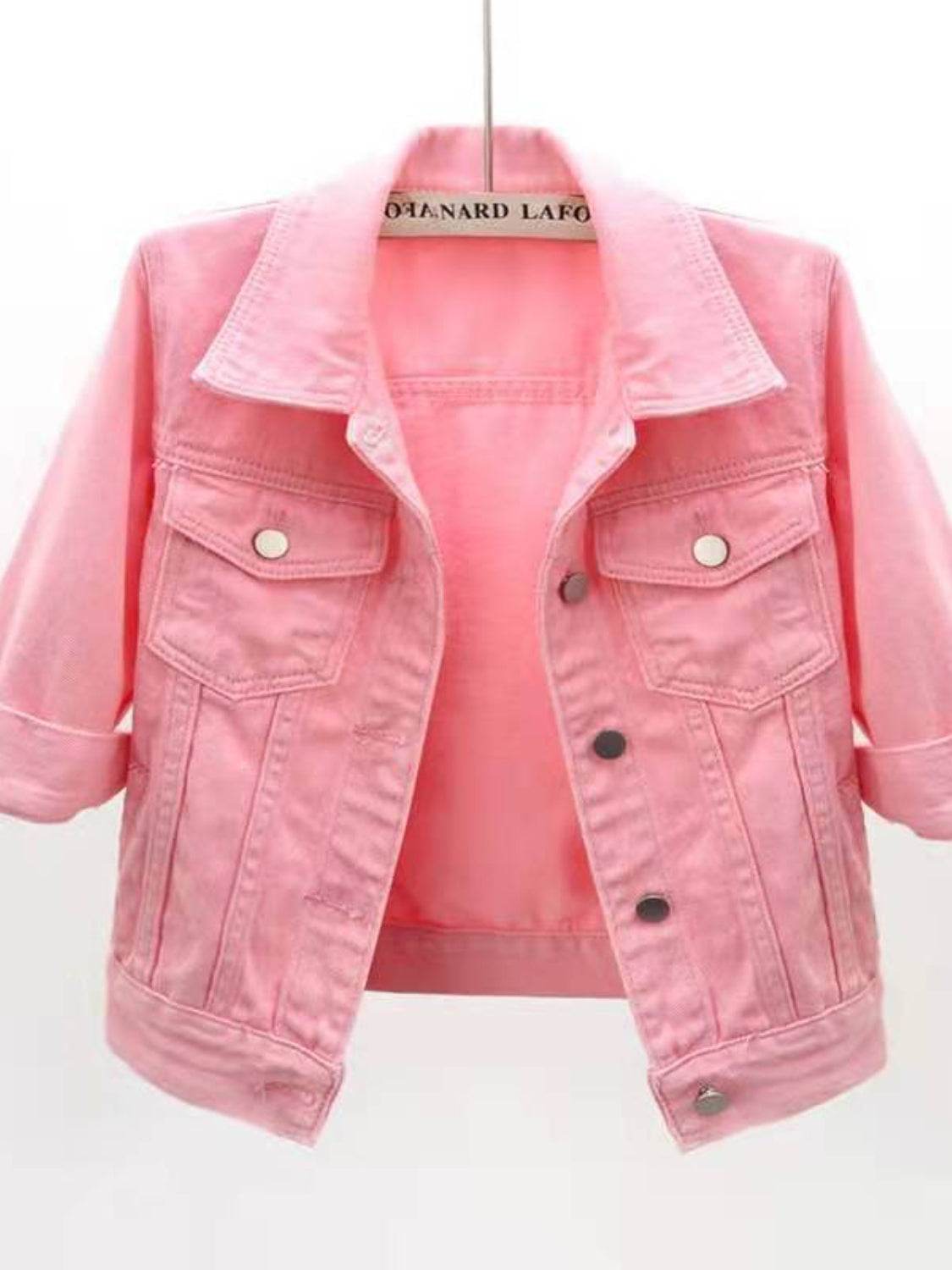 Full Size Cropped Denim Jacket Plus Size - Hovatok