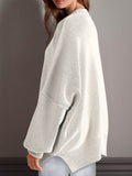 Double Take Side Slit Round Neck Long Sleeve Sweater - Hovatok
